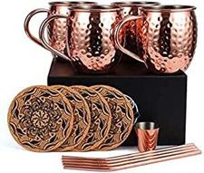 Set Moscow Mule 4 Mug+1 Bicchierino+ 4 Cannuccie+4 Sottobicchieri